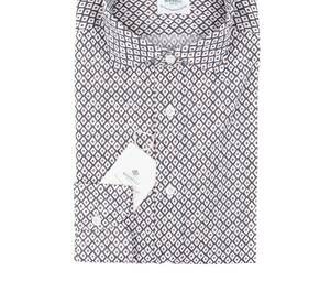 NEW LUIGI BORRELLI NAPOLI men's slim-fit lightweight cotton shirt in gray, white